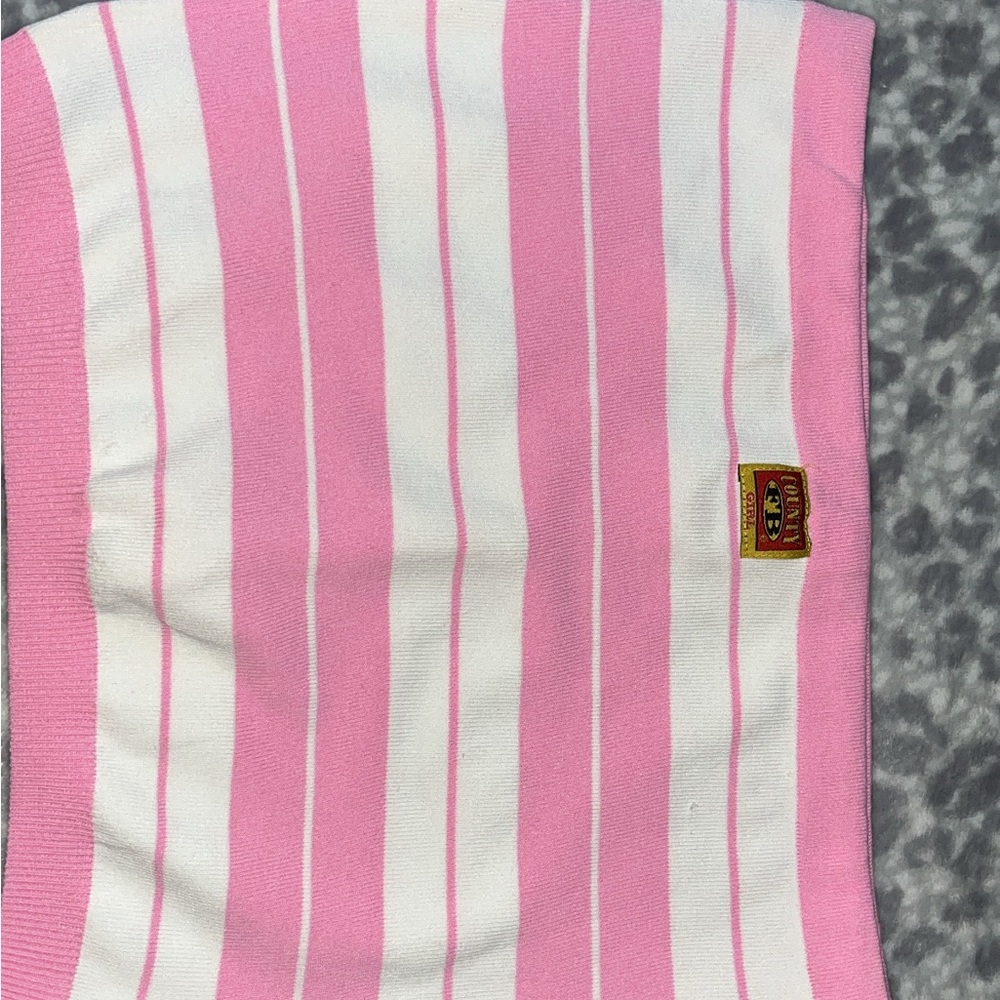 Pink and White Striped Crop Top